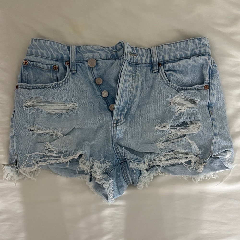 Aeropostale Ripped Light Blue Jean Shorts